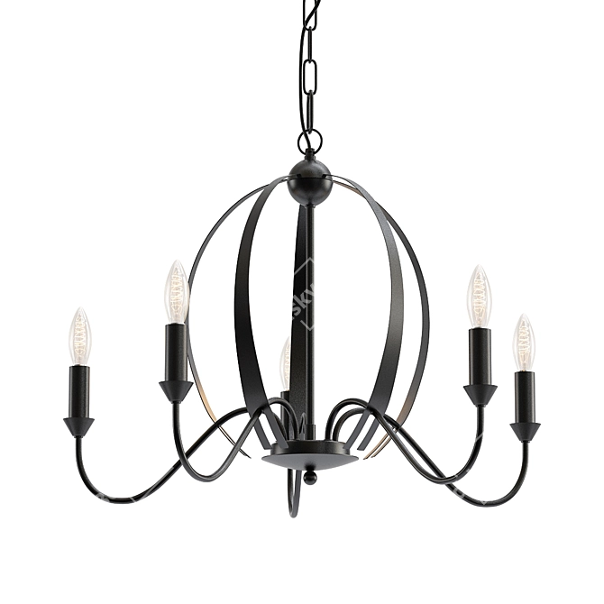 Classic Candle Chandelier in Black and Nickel - RUFUS 3D model image 1