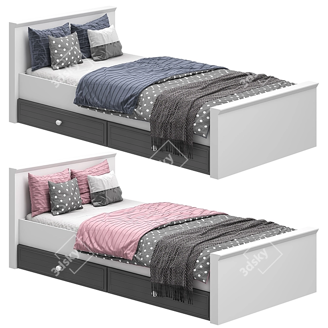 Modern Bed with Dual Color Options 3D model image 1