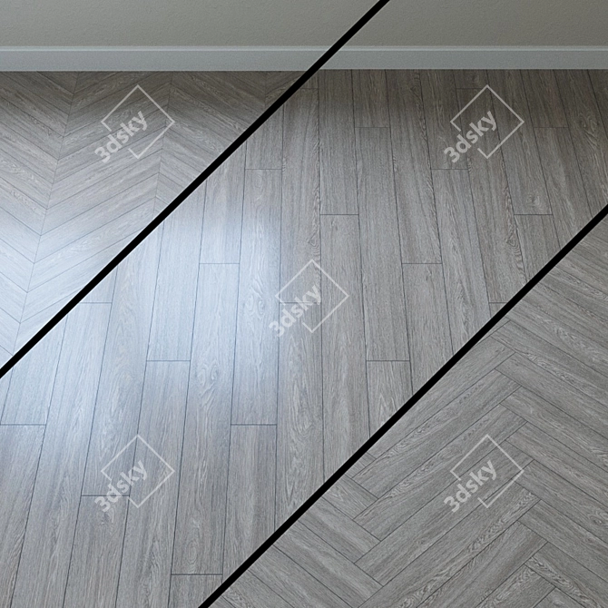 Vintage White Lacquered Pecan Parquet 3D model image 1