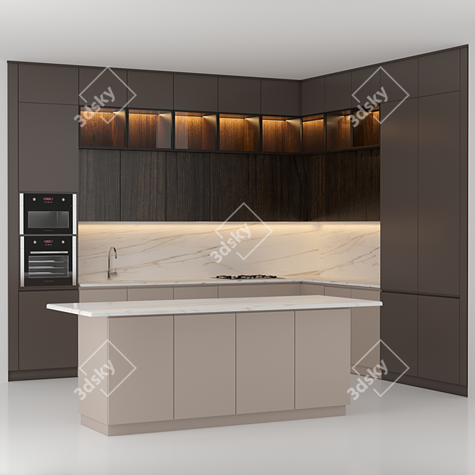 Sleek 2015 Kitchen: Modern, V-Ray & Corona 3D model image 1