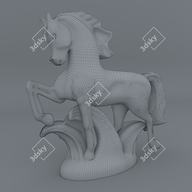 Title: Enchanting Fire Horse Porcelain Figurine 3D model image 2