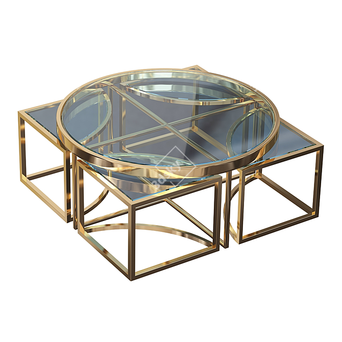 Golden Elegance: Eichholtz Glass Coffee Table 3D model image 2