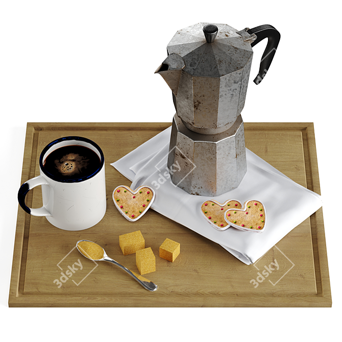 Vintage Moka Coffee Cup Set 3D model image 1