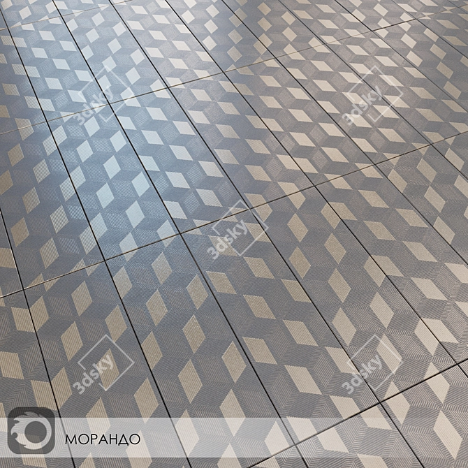 Morando Dark Grey Stone-Look Ceramic Tile 3D model image 3