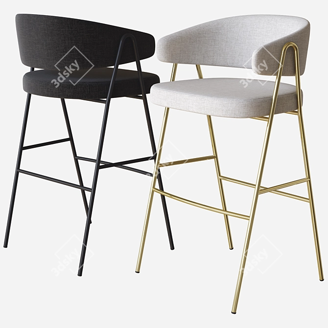 Chic Chia Bar Stool: Parla Design 3D model image 1