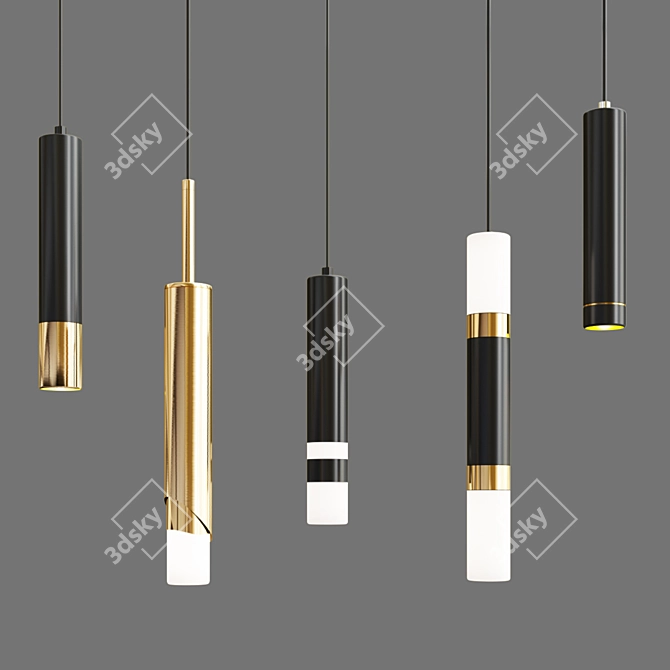 Sleek Pendant Light: Modern & Long 3D model image 1