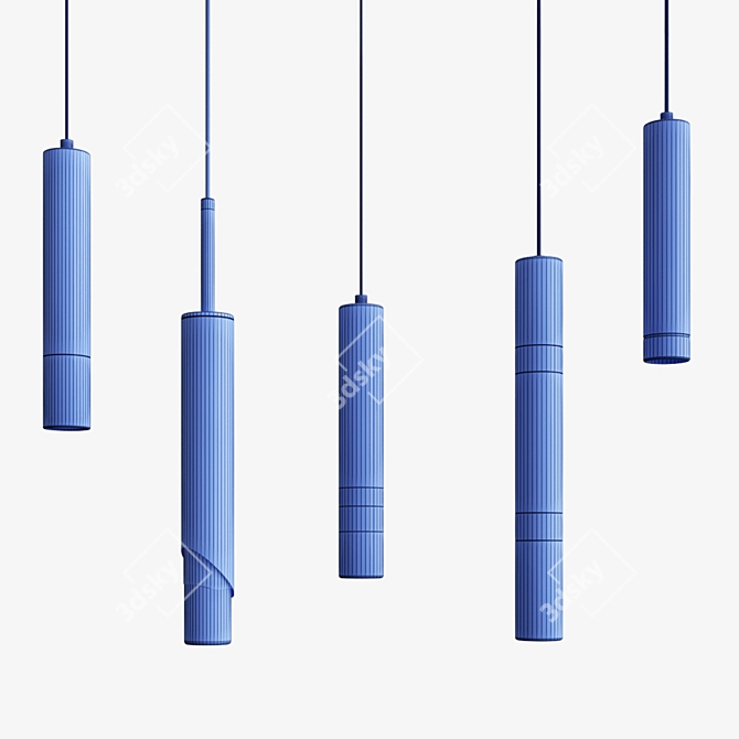 Sleek Pendant Light: Modern & Long 3D model image 2