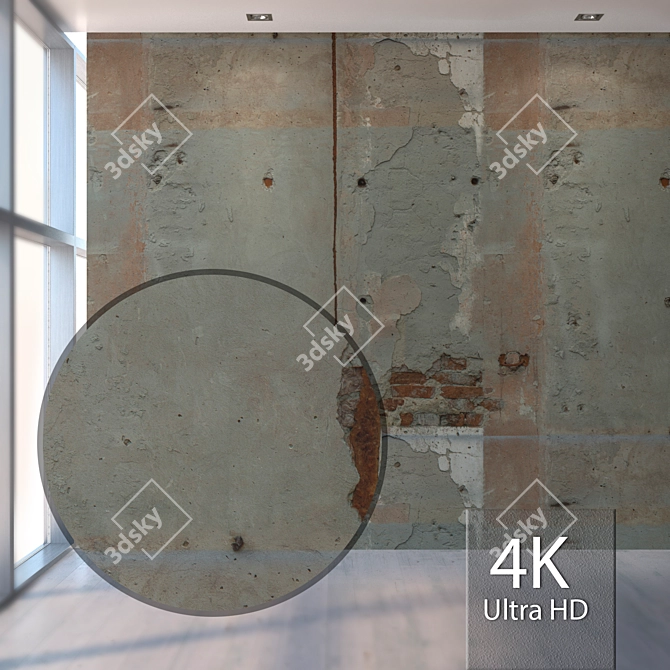 Vintage Plaster Wall Texture 3D model image 1