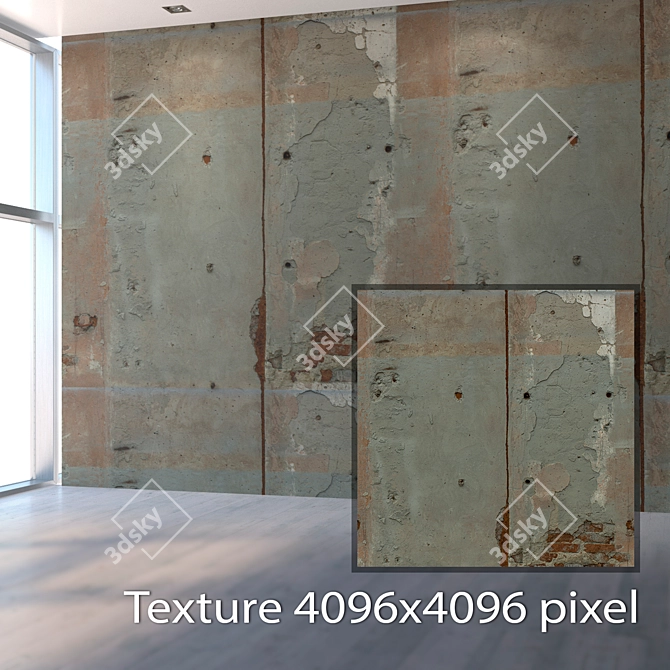 Vintage Plaster Wall Texture 3D model image 2