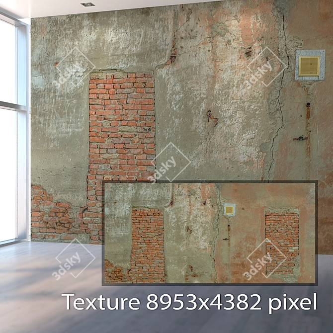 Seamless Old Wall Texture 3D model image 2
