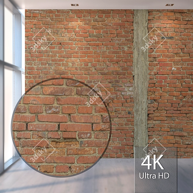 Seamless Brick Texture Set 3D model image 1