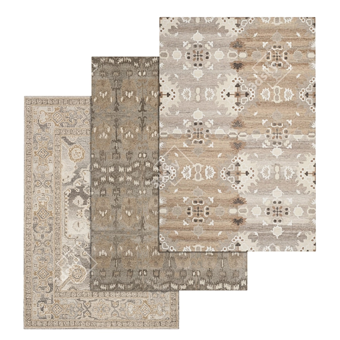 Luxury Rug Set with High-Quality Textures 3D model image 1