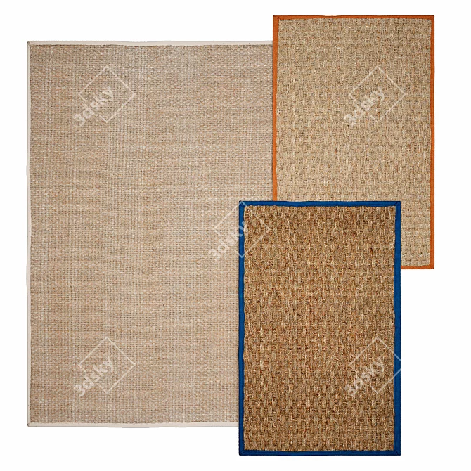 Casual Border Seagrass Rug - Natural Fiber Marina 3D model image 1