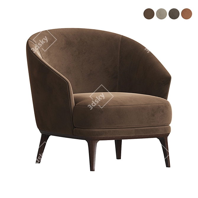 Luxury Velvet Armchair: Amy Bielefelder Werkstaetten 3D model image 1