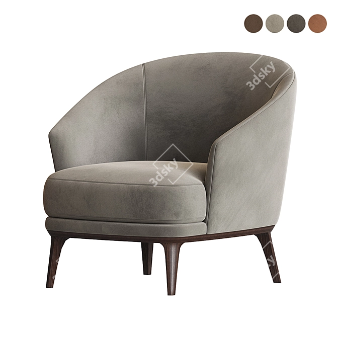 Luxury Velvet Armchair: Amy Bielefelder Werkstaetten 3D model image 3