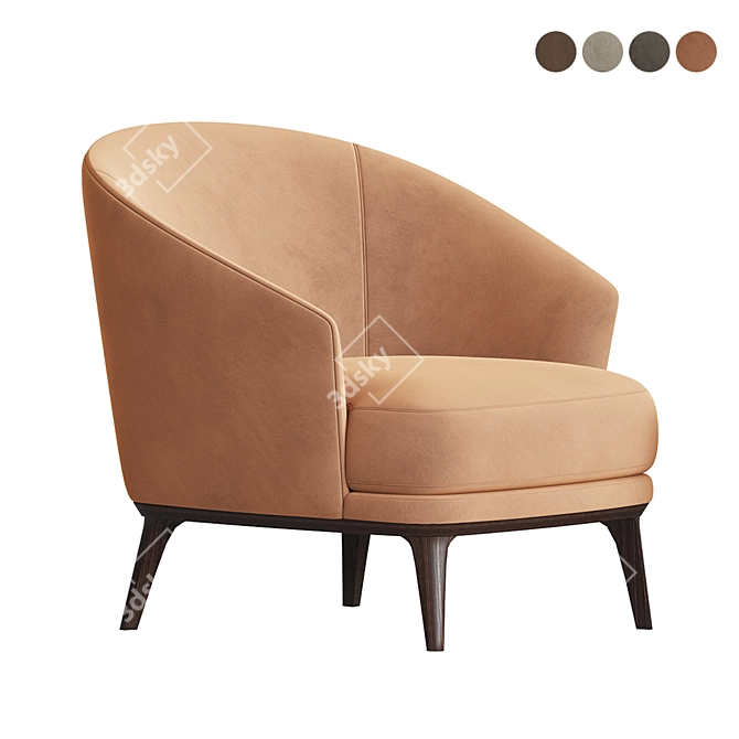 Luxury Velvet Armchair: Amy Bielefelder Werkstaetten 3D model image 4