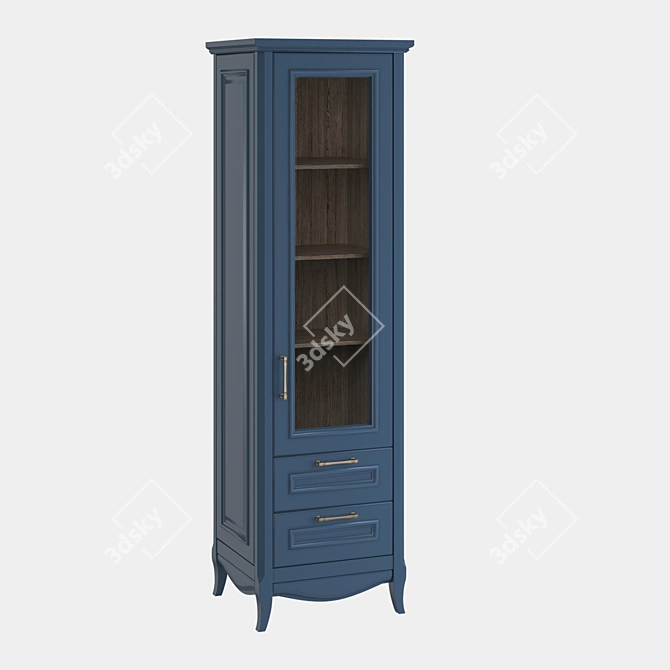 Vintage-inspired Single-Door Display Cabinet 3D model image 2