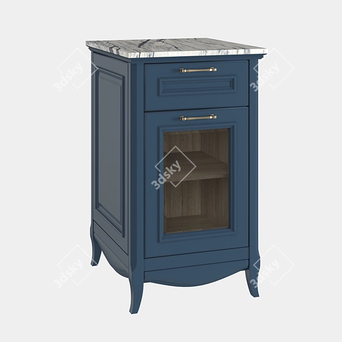 Vintage-inspired Cabinet with Marble Top 3D model image 1