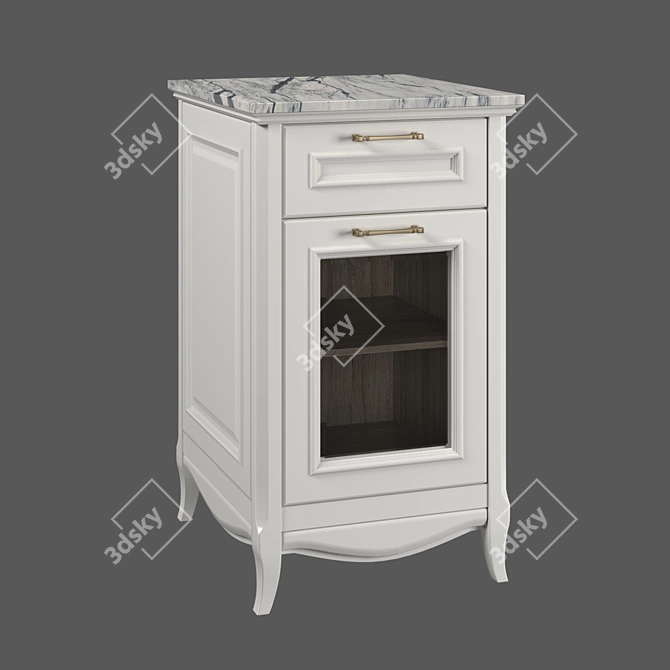 Vintage-inspired Cabinet with Marble Top 3D model image 3