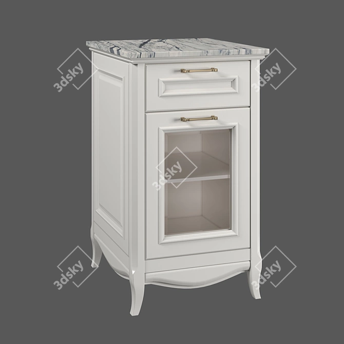 Vintage-inspired Cabinet with Marble Top 3D model image 4