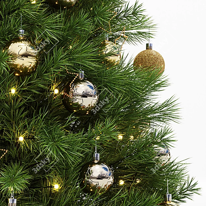 Festive Christmas Tree Decoration Set 3D model image 3