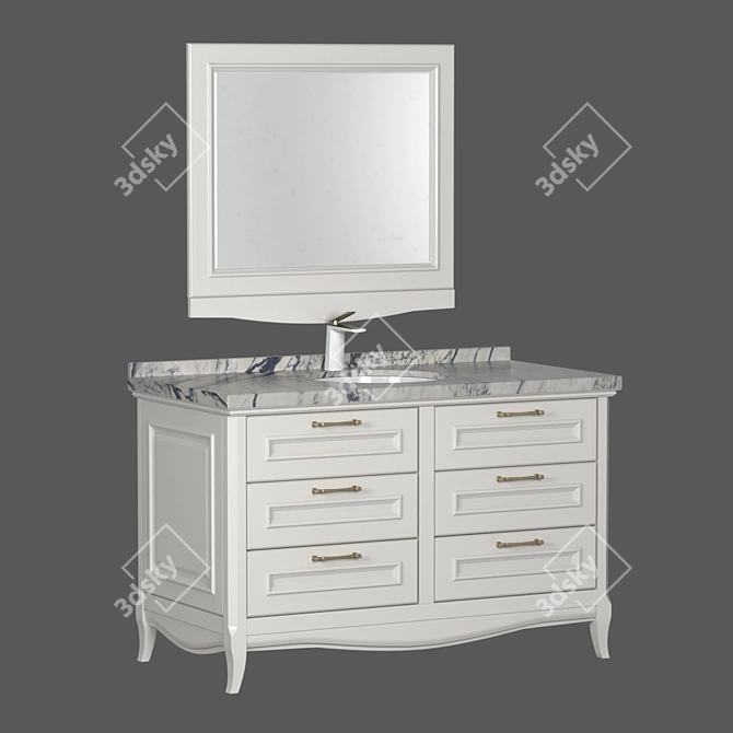 Title: Vintage Charm Vanity with Madlen Washbasin | Estella Color 3D model image 1