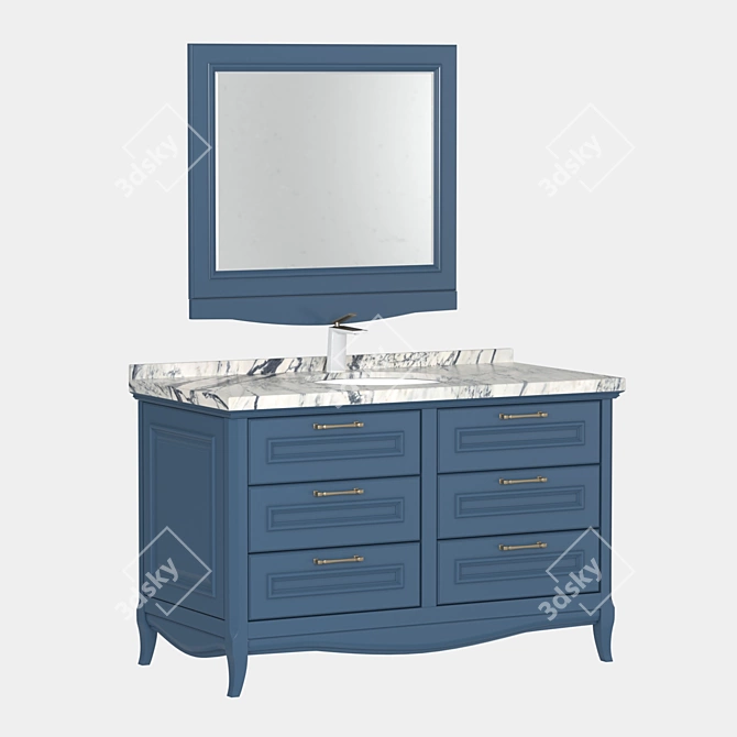 Title: Vintage Charm Vanity with Madlen Washbasin | Estella Color 3D model image 2