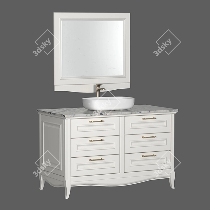 Vintage Madlen Vanity Unit with Overhead Sink / Ruta, Estella Finish 3D model image 1