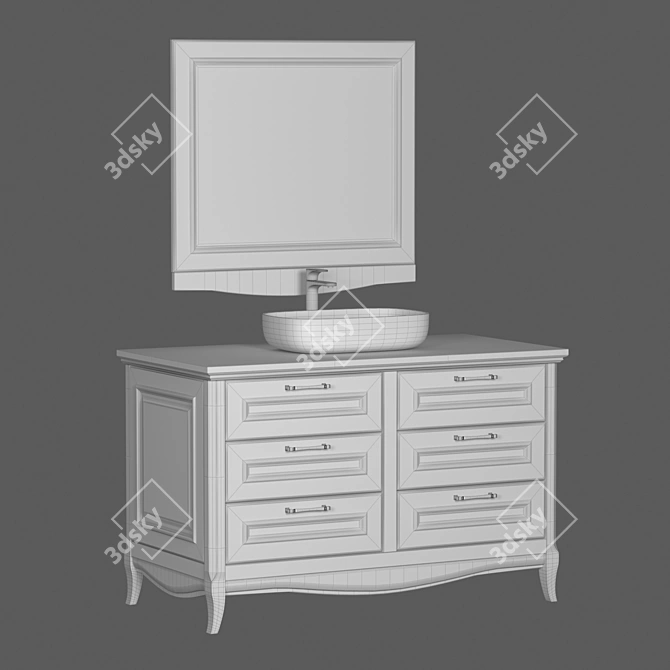 Vintage Madlen Vanity Unit with Overhead Sink / Ruta, Estella Finish 3D model image 3