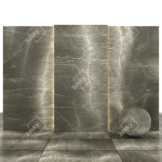 Elegant Kron Brown Marble: Timeless Beauty 3D model image 1