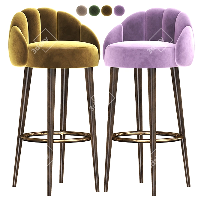 Elegant Olympia Bar Stool 3D model image 2