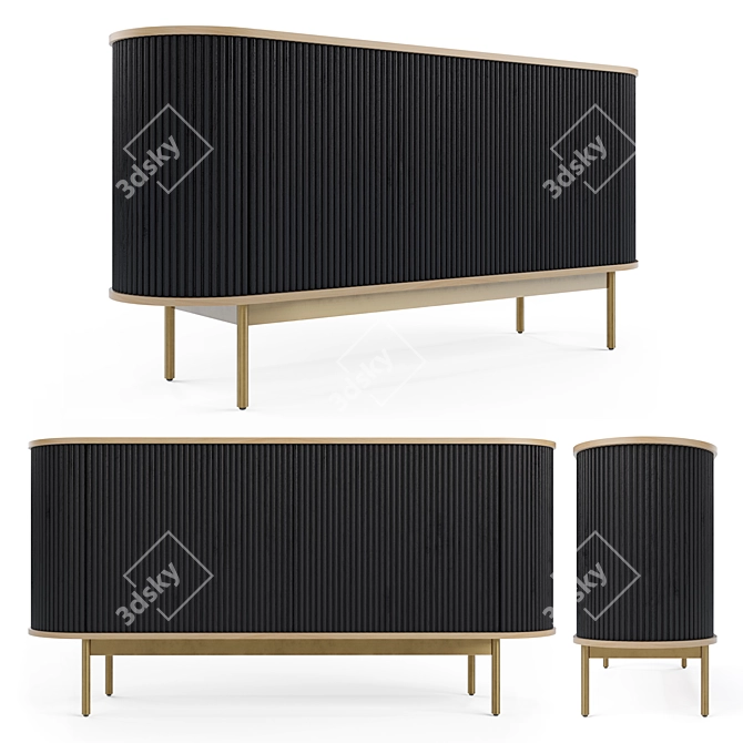 Modern Ribbed Sideboard: Walton (Crate & Barrel) 3D model image 1