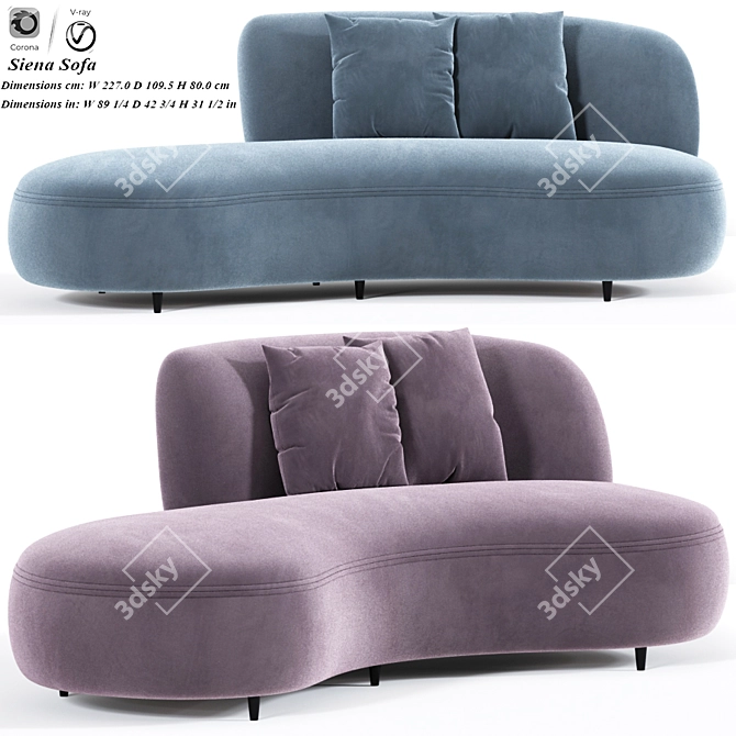 Sleek Siena Sofa: Sophisticated Design 3D model image 1