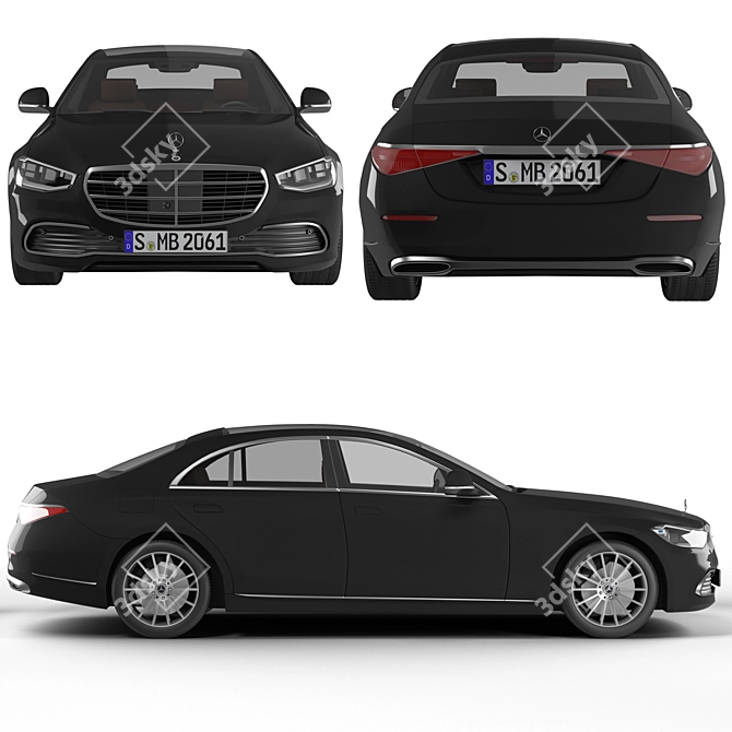 Title: Mercedes S Class W223: Uncompromising Comfort and Safety 3D model image 2