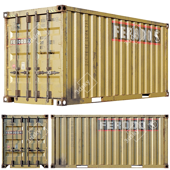 Low Poly Shipping Container Set 3D model image 2