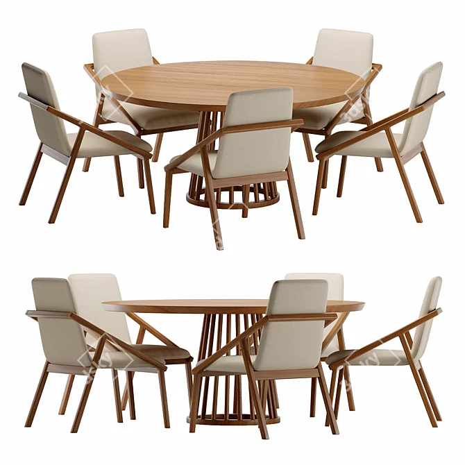 Elegant Dining Set: Poly 20,480 & Verts 21,148 3D model image 1