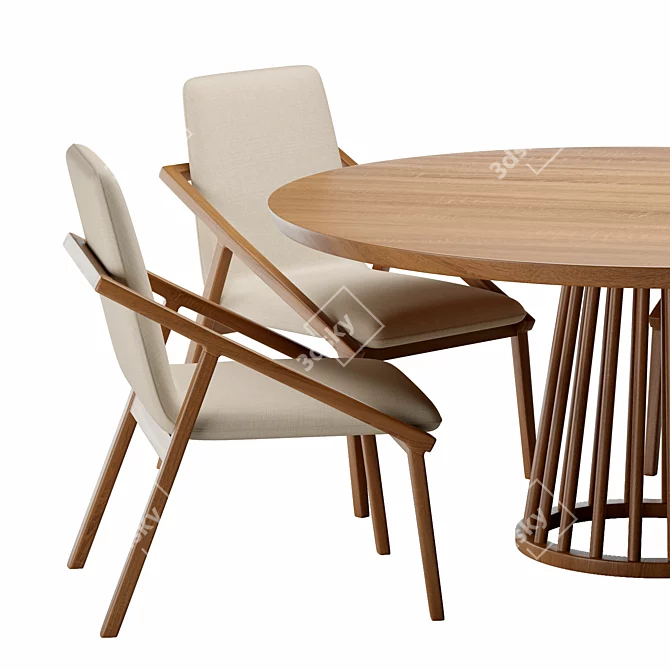 Elegant Dining Set: Poly 20,480 & Verts 21,148 3D model image 2