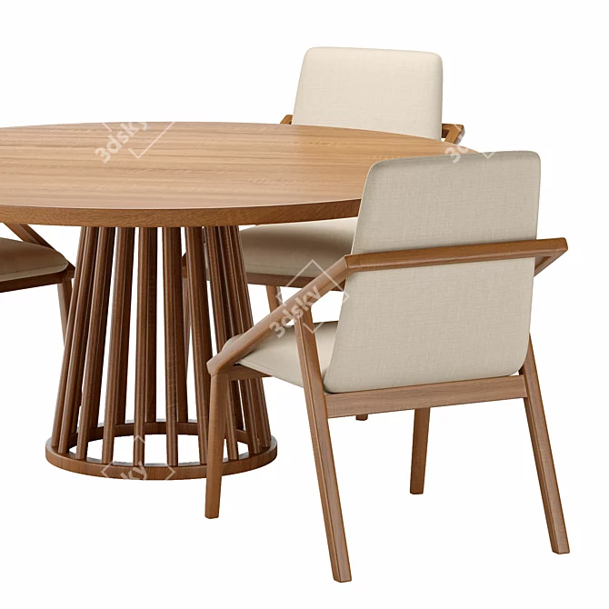 Elegant Dining Set: Poly 20,480 & Verts 21,148 3D model image 3