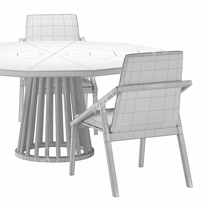 Elegant Dining Set: Poly 20,480 & Verts 21,148 3D model image 4