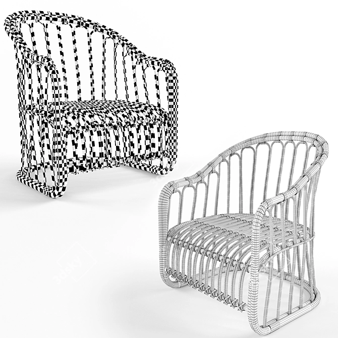 Summerhouse Rattan Dining Chair 3D model image 2