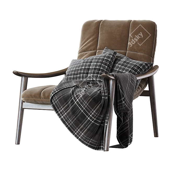 Fynn Saddle Armchair: Sleek Elegance 3D model image 3