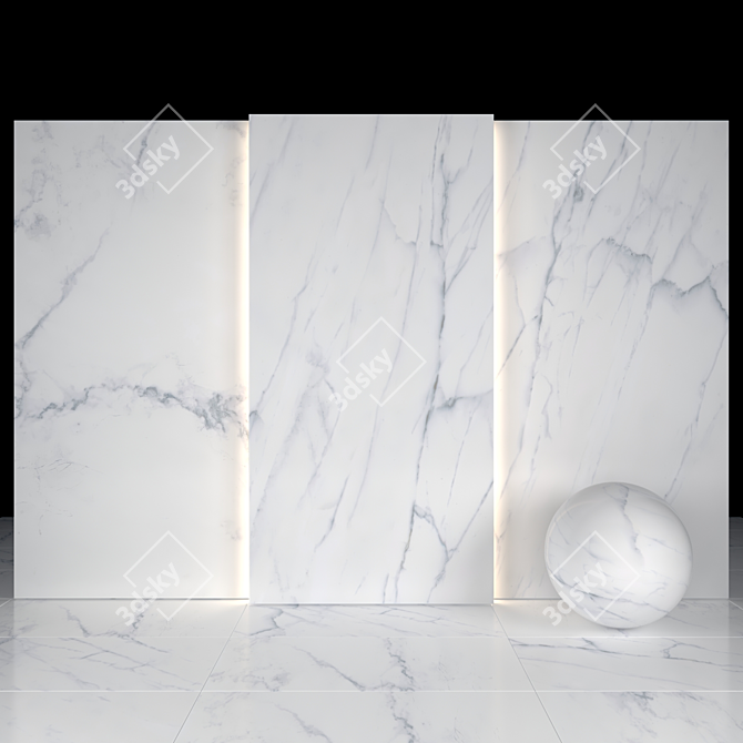 Antique Carrara White Texture Slabs 3D model image 2
