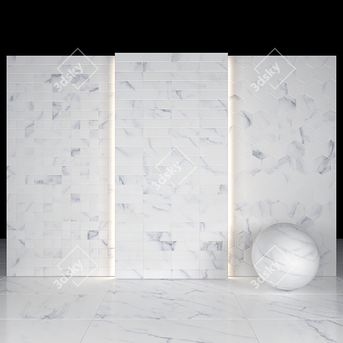 Antique Carrara White Texture Slabs 3D model image 3