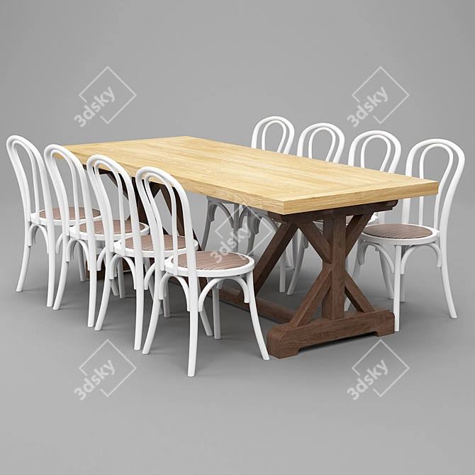 Montmartre Wooden Dining Set 3D model image 1