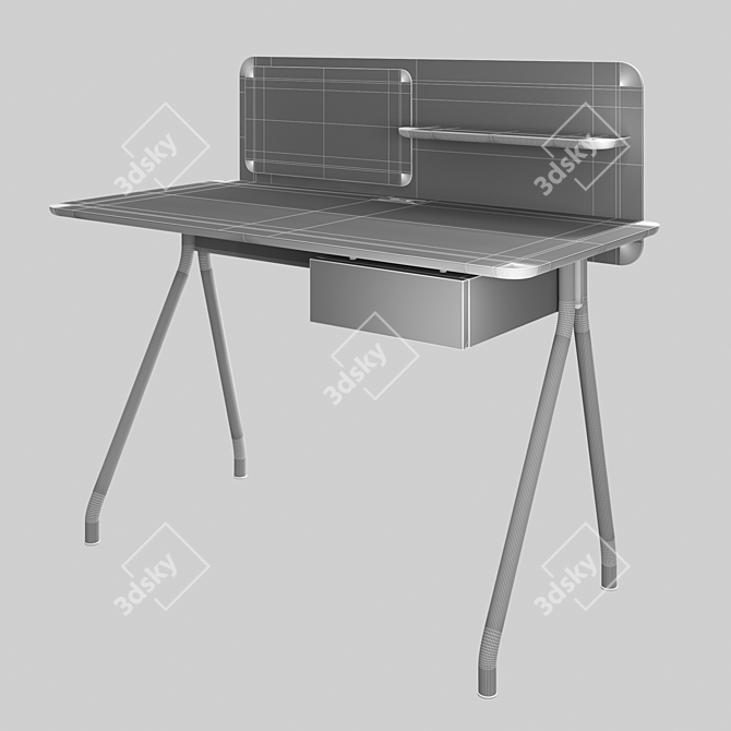 Sleek Desktop Desk with Divider 3D model image 4