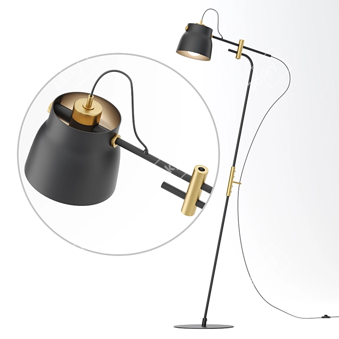 Industrial Metal Floor Lamp - Ram Flor 3D model image 2