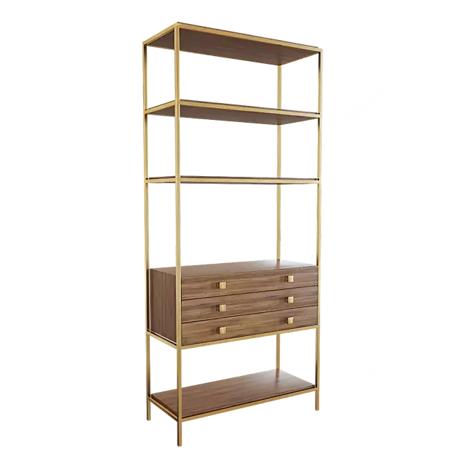 Brass Rack: Stylish & Spacious Storage 3D model image 1