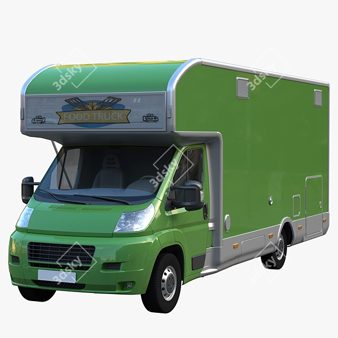 Compact Food Truck Vehicle 3D model image 3