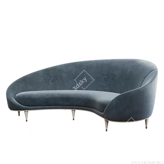 Sophisticated OM Sofa: Brass Inserts and Curved Design 3D model image 1