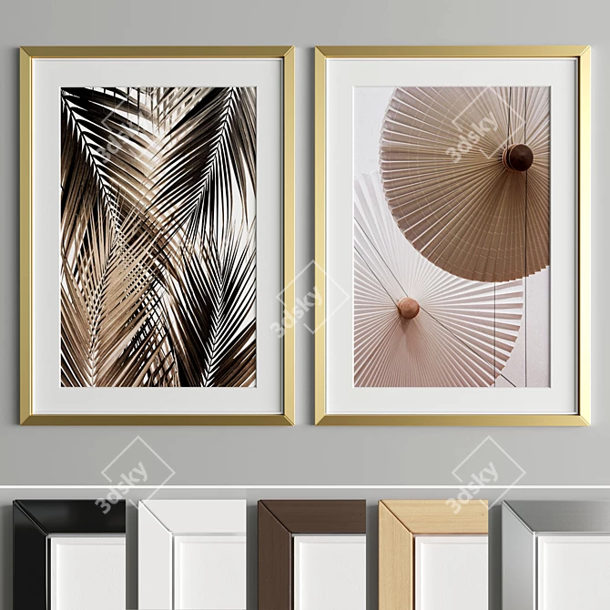 Modern Art Frame Set: Wood & Metal 3D model image 3